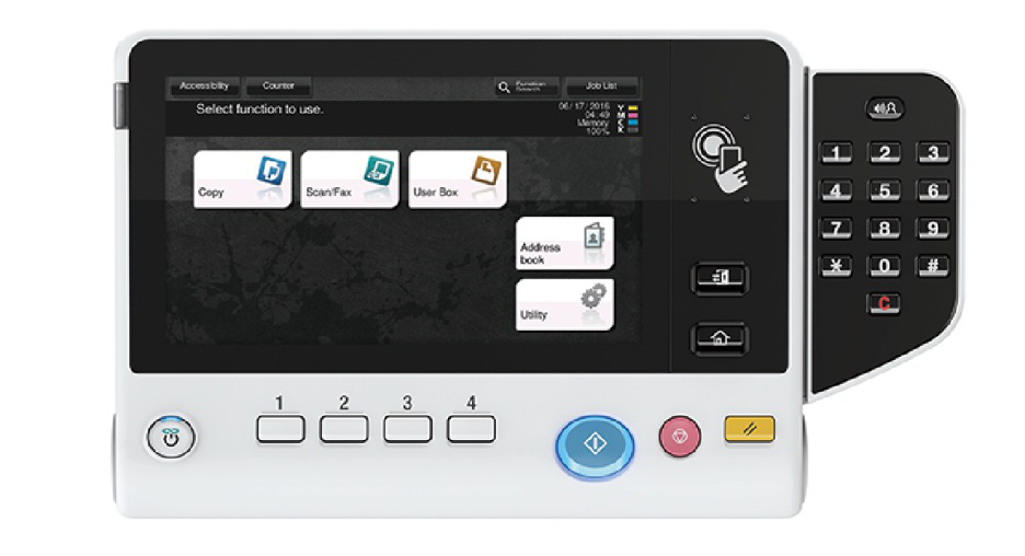 bizhub C3351操作面板直观清晰（上图显示的数字键盘需选购）
