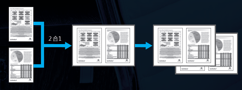 bizhub 4702P和bizhub 4422支持将文件二合一或者四合一输出